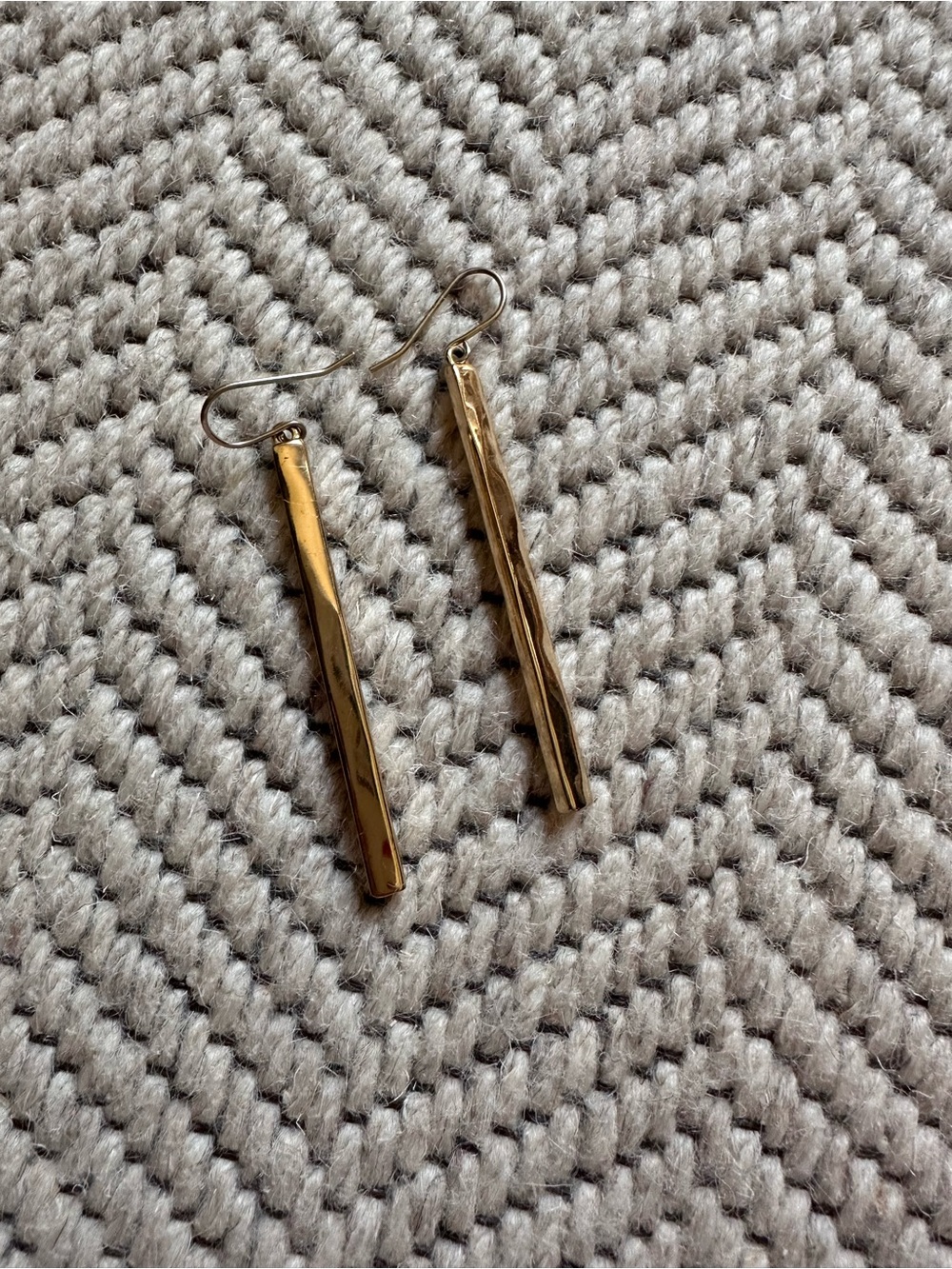 Gold Tone Long Bar Dangle Earrings